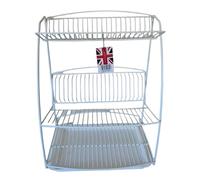 Delfinware Space Saving Multi Level Dish Drainer with Drip Tray (White, Three Tier)