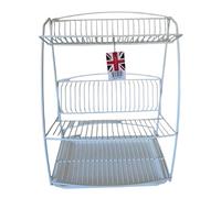 Delfinware Space Saving Multi Level Dish Drainer with Drip Tray (White, Three Tier)