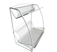 Delfinware Space Saving Multi Level Dish Drainer with Drip Tray (White, Two Tier)