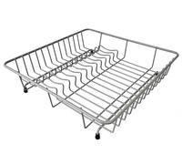 Delfinware Square Dish Drainer 37cm - UK Made Sturdy Grey Rack with Rubber Feet, Plastic Coated Steel, Rust Resistant, Eco-Friendly Kitchen Plate & Cup Drainer - 37 x 37 x 9.5cm