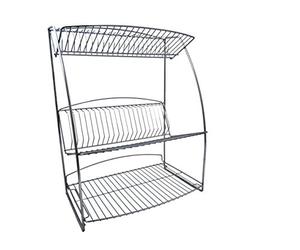 Delfinware Stainless Steel3 Tier Plate Rack, Stainless Steel, Silver