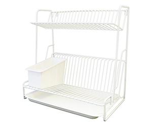 Delfinware White 2 Tier Plate Rack, 2003W