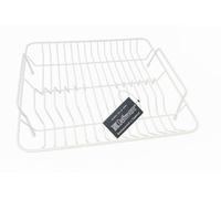 Delfinware White Square Compact Dish Drainer with Handles - Plastic Coated Steel Drying Rack, Made in the UK (White)