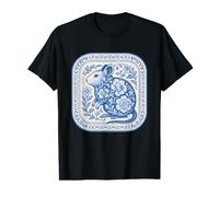 Delft Blue Degu Floral Ceramic Pattern Value Graphic T-Shirt