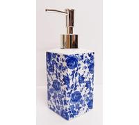 Delft Blue Floral Porcelain Soap Dispenser 200 ml 7 fl oz with Removable Pump Head Floral Hand Decorated in UK