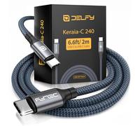 Delfy Braided Heavy Duty USB-C to USB-C Cables 6 Feet, 240W Fast Charging for iPhone 15/15 Pro/15 Pro Max 16/16 Pro/16 Pro Max, iPad Pro, MacBook Pro and Air, Samsung Galaxy, Android Devices (6ft)