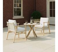 Charles Bentley Delgada 2 Seater Acacia and Weave Bistro Set - Natural Wood - Wilko