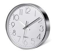 Delgeo Modern Silent Wall Clock 25-30cm, Minimalist Silver Clock for Living Room & Kitchen,Premium Wall Decor for Home Office