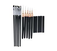 Delgoash 10 Pcs Nail Art Liner Brushes & Painting Art Design Pen Set, Diamond Application Rhinestone Handle, Line Dotting Drawing Sizes 7 9 11 20 25mm, Black
