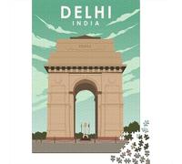 Delhi India Travel Poster 1000 Piece Jigsaw, Festive Gift, 52x38cm/1000pcs