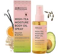 Delhicious Migh-Tea Moisture Body Oil Spray for Dry & Dehydrated Skin - Nourishing Body Oil with Oats, Avocado & Calendula - Lightweight Hydration & Glow - Vegan & Cruelty-Free, 75ml