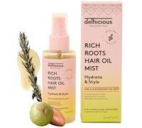Delhicious 5-in1 Leave in Conditioner Spray, Ayurvedic Hair Oil, Hair Mist - Rich Roots Amla Hair Oil, Argan Oil, Rosemary Oil for Hair - Detangler Spray, Anti Frizz Hair Products - Vegan - 75ml