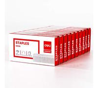 Deli 10,000 Staples, Fits Deli 25, 40 and 60 Sheet Capacity Staplers, Standard 1/4 Inch Length, 24/6, Jam Free Sharp Chisel Point Design, 10 Boxes of 1,000 Staples, Fits Standard Staplers(0012N)