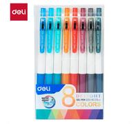 Deli 8 colors 0.5 mm bullet Retractable Gel Pen 1 Box