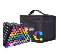 Deli Alcohol Markers Set of 80 Double Tip Quick Dry Artist and Hobby Markers for Sketching, Graffiti, Drawing and Illustration with Carry Bag