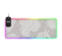 Deli Cartoon Unicorn Light Gray Wirel Charging Glowing Mouse pad Long Multifunctional gameing 35.4 x 15.7 in Keyboard Mouse mat