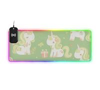 Deli Cartoon Unicorn Light Green Kids Wirel Charging Glowing Mouse pad Cute unwashable Home Office 35.4 x 15.7 in mousepads for Desk