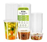 Deli Containers with Leakproof Lids-40 Sets [12sets-8oz, 16sets-16oz, 12sets-32oz] BPA-Free Plastic Microwaveable Clear Food Storage Container Premium Heavy-Duty, Freezer & Dishwasher Safe…