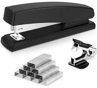 deli Deli Stapler, Desktop Stapler, Office Stapler, Capacity of 25 Sheets, Includes 1000 Staples and Staple Remover (Black)
