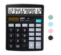 Deli Desktop Calculator - 12-Digit Black Non-Scientific Calculator with Large Buttons, Radical & Percentage Functions, Office & School Use