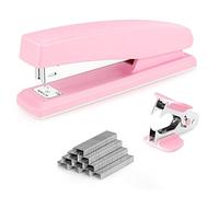 Deli Desktop Stapler, 25 Sheet Capacity - Includes 1000 Staples & Staple Remover - Office Stapler for Home & School, Pink