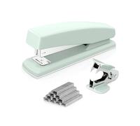 Deli Desktop Stapler - 25 Sheet Capacity, Includes 1000 Staples & Staple Remover, Rotating Anvil for Temporary/Permanent Stapling, Non-Slip Base, Green