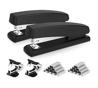 Deli Desktop Staplers 2 Pack - 25 Sheet Capacity - Includes 2000 Staples & 2 Staple Removers - Office Staplers for Home, School & Work - Black