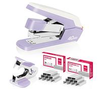 Deli Effortless Desktop Stapler, Heavy Duty Stapler, 40-50 Sheet Capacity, One Finger, No Effort, Includes 1500 Staples & Staple Remover, Violet