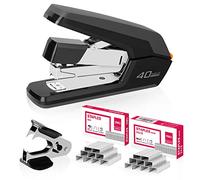 Deli Effortless Desktop Stapler, Heavy Duty Stapler, 40-50 Sheet Capacity, One Finger, No Effort, Includes Staples & Staple Remover, Black