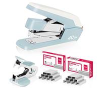 Deli Effortless Desktop Stapler, Heavy Duty Stapler, 40-50 Sheet Capacity, One Finger, No Effort, Includes 1500 Staples & Staple Remover, Blue