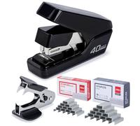 Deli Stapler, Effortless Staplers for Desk, 40 Sheet Capacity Heavy Duty Stapler, One Touch, No Effort, Easy to Load,Stapler with 2000 Staples & Staple Remover, Good for Office, Home Use, Black
