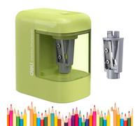 deli Electric Pencil Sharpener, Portable Pencil Sharpener for No.2 Pencils Colored Pencils, Battery Powered Electric Pencil Sharpener for School, Home, Office, Green
