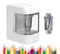 deli Electric Pencil Sharpener, Portable Pencil Sharpener for No.2 Pencils Colored Pencils, Battery Powered Electric Pencil Sharpener for School, Home, Office, White