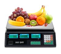 Deli Electronic Commercial Price Computing Scale with LCD Display, Stainless Steel Platform & Charging Cable for Store, Kitchen, Restaurant, Farmer, Food, Meat, Fruit