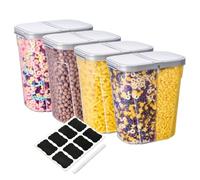 Deli Kitchen 2.6 Liter BPA free Cereal Storage Containers 2-in-1 Box, Plastic Food Storage Container with Airtight lids, Durable, Stackable Kitchen Dispenser for Cereals (Pack of 4)