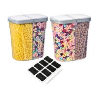 Deli Kitchen 5 Liter BPA free Cereal Storage Containers 2-in-1 Box, Plastic Food Storage Container with Airtight lids, Durable, Stackable Kitchen Dispenser for Cereals (Pack of 2)