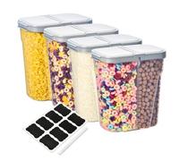 Deli Kitchen 5 Liter BPA free Cereal Storage Containers 2-in-1 Box, Plastic Food Storage Container with Airtight lids, Durable, Stackable Kitchen Dispenser for Cereals (Pack of 4)