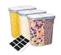 Deli Kitchen 5 Liter Set of 2Pcs, BPA free Cereal Storage Containers 2-in-1 Box, Plastic Food Storage Container with Airtight lids, Durable Kitchen Dispenser for Cereals (Pack of 3, 5 Litre)