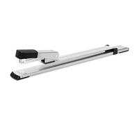 deli Long Reach Stapler, 25 Sheet Capacity Heavy Duty Stapler for Booklet or Paper Binding, Large Metal Long Arm Staplers, Silver