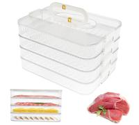 Deli Meat Container for Fridge,3/4 Layer Cold Meat Fridge Container with Date Recording Function,Fridge Box with Lid for Meat,Dumplings,Vegetables, Fruits(Fourth Floor,Transparent)