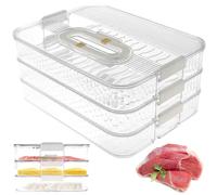 Deli Meat Container for Fridge, 3 Layer Bacon Keeper Bacon Box with Date Recording Function, Refrigerator Food Storage Box with Airtight Lids Removable Deli Cold Cuts Containers Cheese Saver for Home