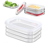 Deli Meat Container for Fridge, Ham and Cheese Container for Fridge, 2026 New Multi-layer Food Storage Box with Lid, Stackable Containers Set, Fridg-e Organization for Cold Cuts, Cheese (3 Layer)