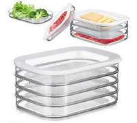 Deli Meat Container for Fridge, Ham and Cheese Container for Fridge, 2026 New Multi-layer Food Storage Box with Lid, Stackable Containers Set, Fridg-e Organization for Cold Cuts, Cheese (4 Layer)