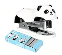 Deli Mini Stapler, Small Stapler with 1000 PCS Staples and Built-in Staple Remover for Kids, 12 Sheet Capacity, Cute Panda