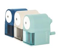 Deli Rotary Pencil Sharpener - Adjustable Manual Pencil Sharpener with Handle, Transparent Container & Anti-Slip Base