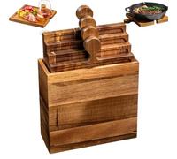Deli Serving Board - Wooden Puzzle Style Cutting Tray Set | Interlocking Deli Cheese Steak Plate-Five Piece Food Container with Box