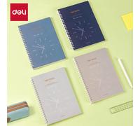 Deli Spiral Notebook, A5 (148x210mm), 80 Sheets/160 Pages, 70gsm - Perfect for Students, Office & Journaling，Pure Time Series，4-Pack
