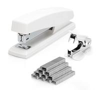 Deli Stapler for 24/6 & 26/6 Staples, Office Desktop Stapler with 25 Sheet Capacity, Includes 1000 Staples & Staple Remover - White