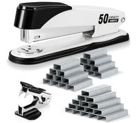 Deli Stapler Heavy Duty, Full Stapler for Desk with 2000 Staples and Staple Remover, Capacity 50 Sheets, No Jamming, Non-Slip Office Stapler with Staples for Office, Classroom