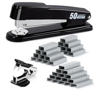 Deli Stapler Heavy Duty, Full Strip Staplers for Desk with 2000 Staples and Staple Remover, 50 Sheet Capacity, No Jam, Non-Slip Office Stapler with Staples for Office, Classroom, Black